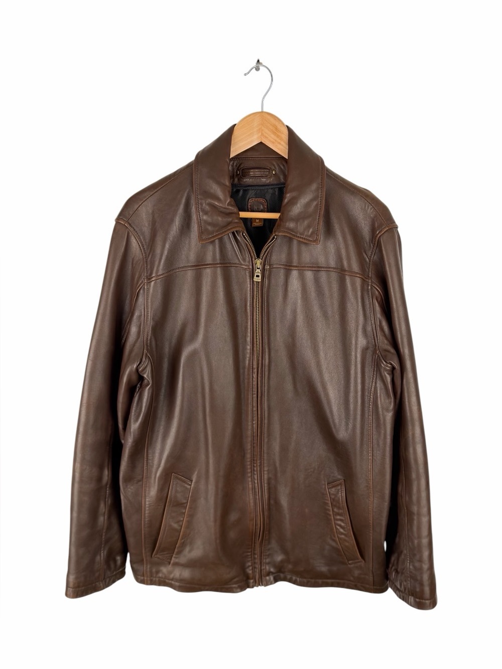 Wilsons Leather Men’s Medium Brown Genuine Leather Jacket Full Zip Collared